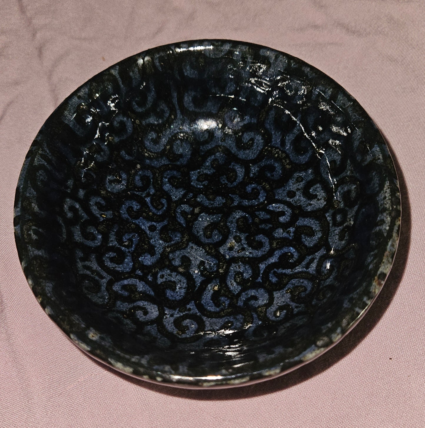 Small Shallow Pattern Bowl Blue