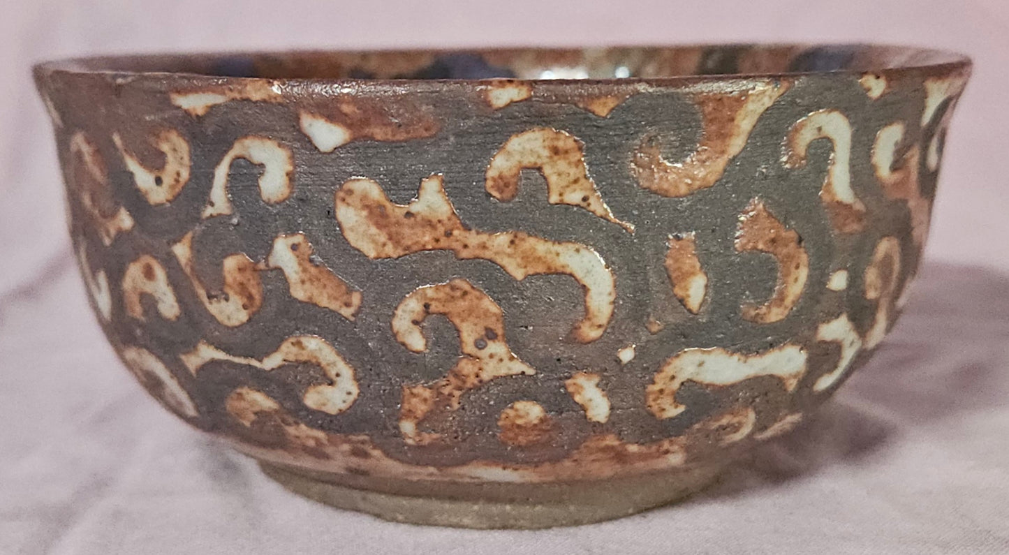 Splatter Pattern Bowl Purple and Cream