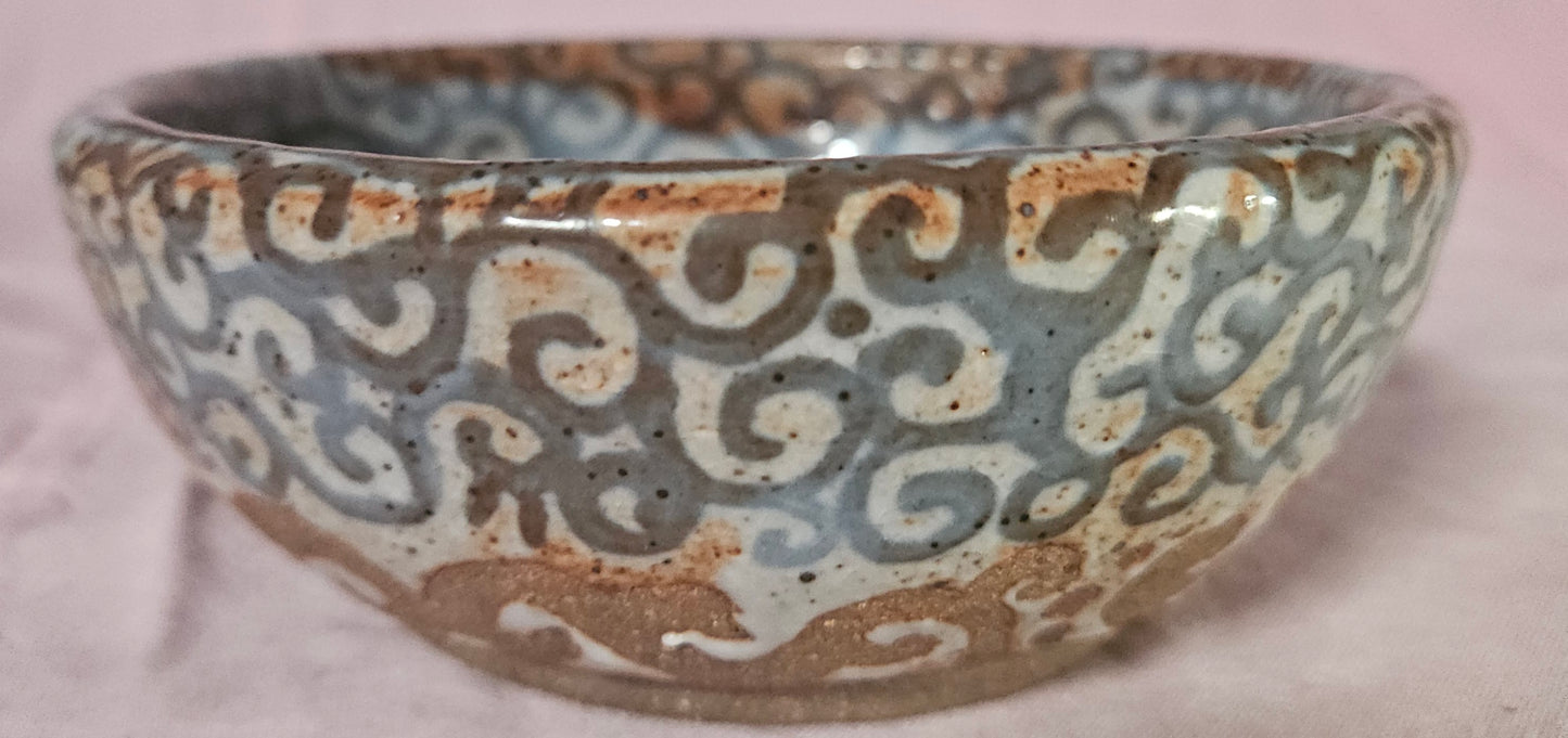 Pattern Bowl Cream and Blue