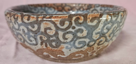 Pattern Bowl Cream and Blue