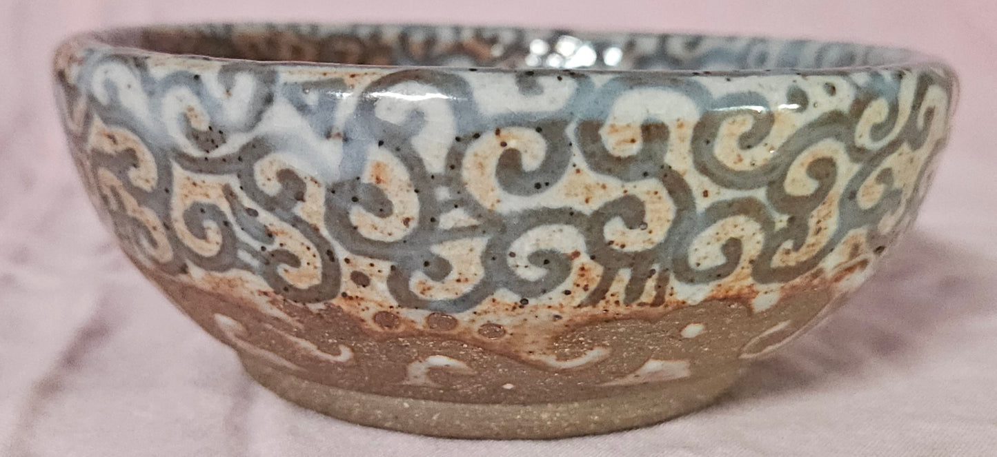Pattern Bowl Cream and Blue