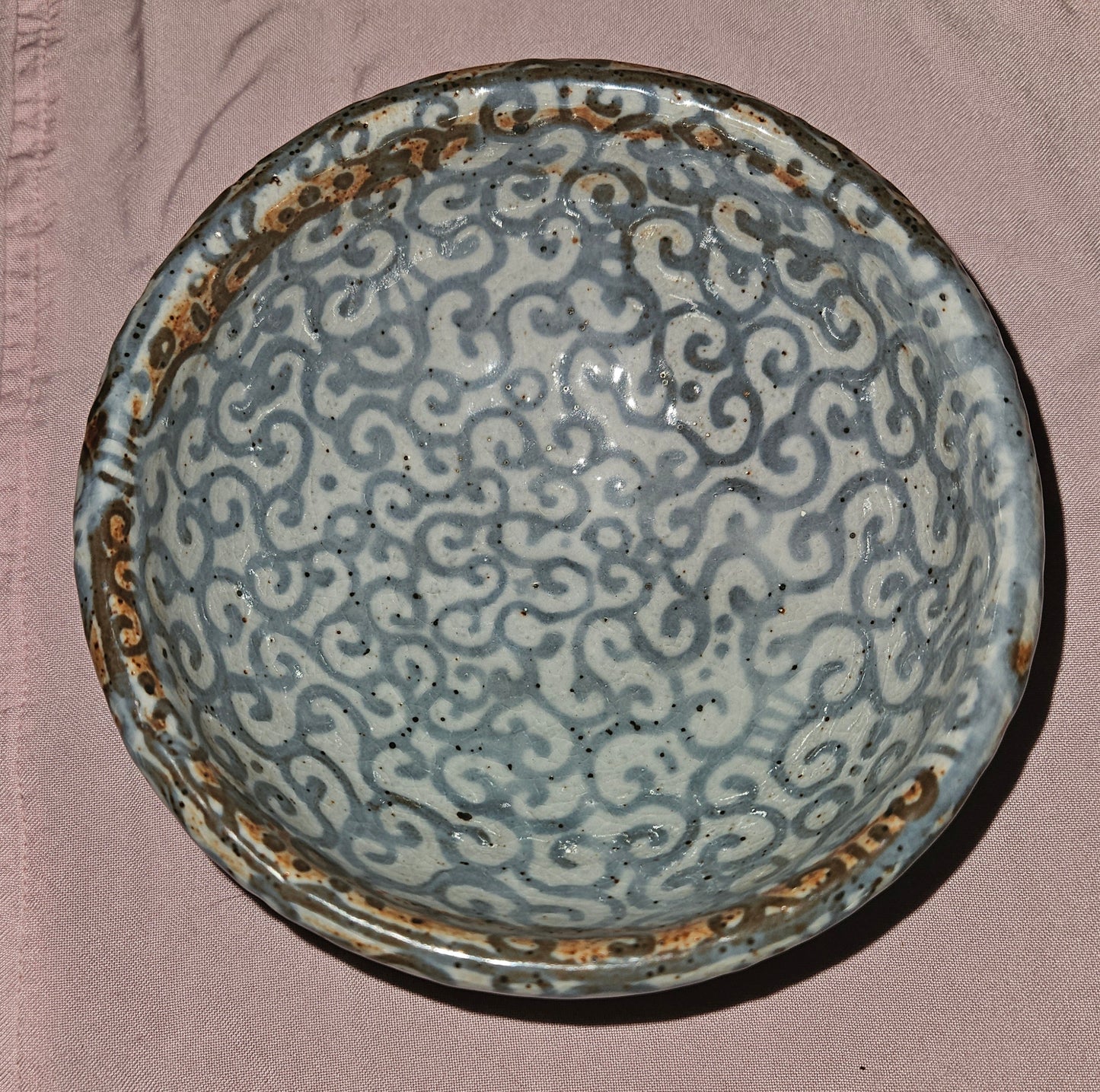 Pattern Bowl Cream and Blue