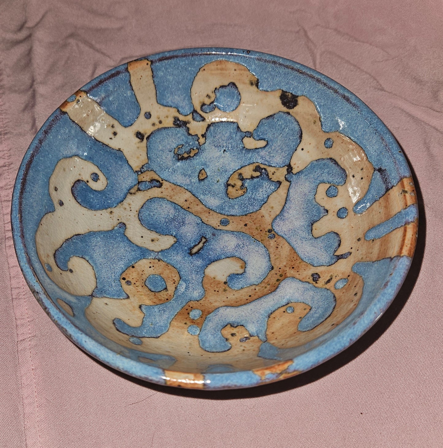 Large Low Bowl Lavender and Orange
