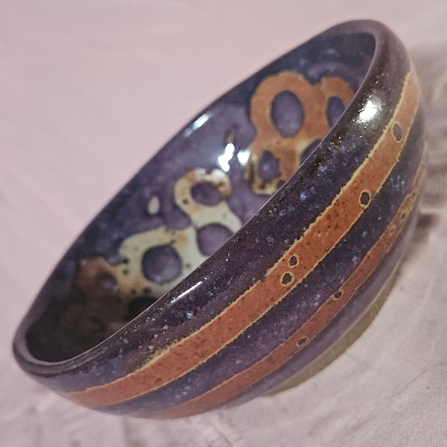 Large Pattern Bowl Dark Purple and Orange
